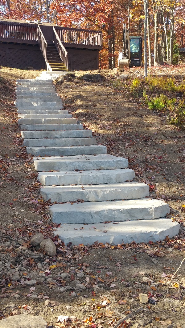 natural stone stairs to lake